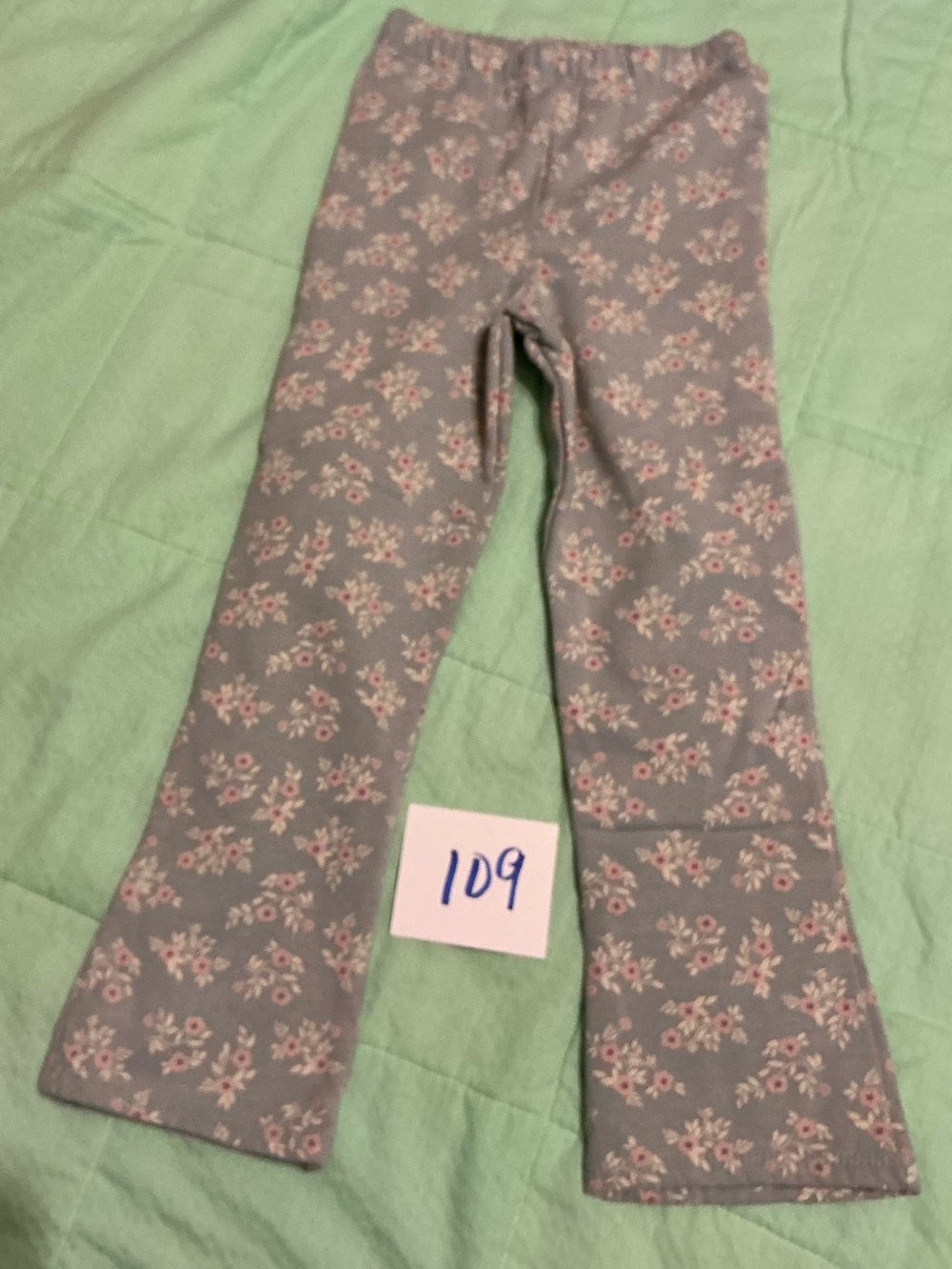 NICOLE MILLER - Girls' Floral Print Stretch sweatpants - Sage green